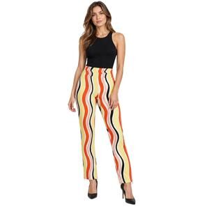 AREA Retro Wavy Stripe Ankle Zip Pants Yellow, Pink, Black, Orange, Size 2/4